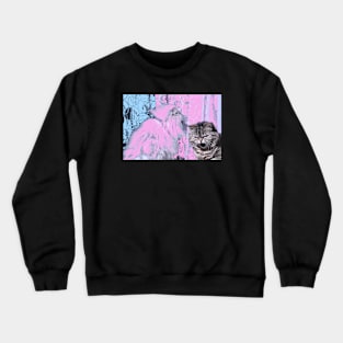 Two cats (pink) Crewneck Sweatshirt